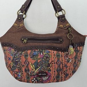 Sakroots Orange Spirit Desert Owl Hobo Shoulder Bag with Embellishments, EUC